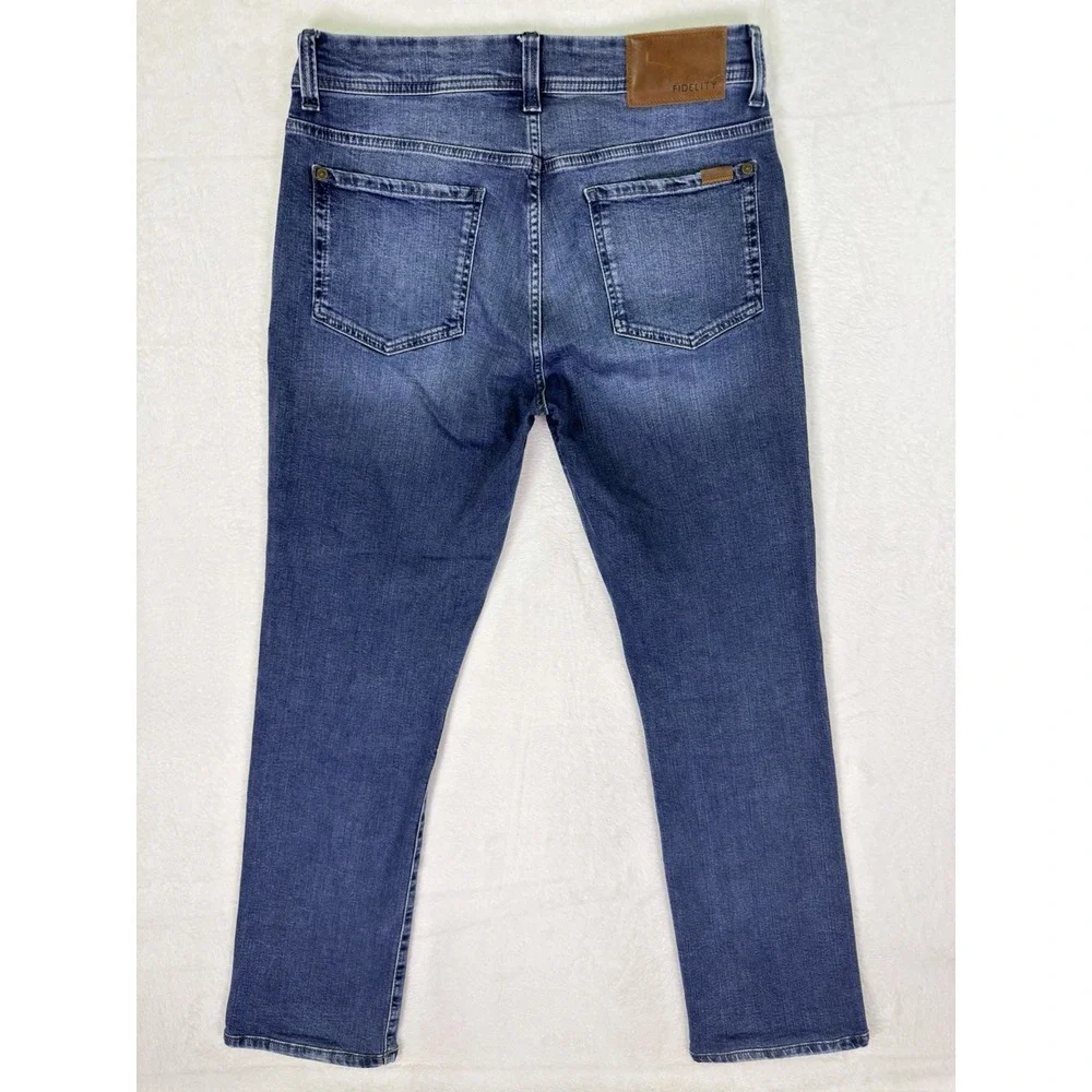 Fidelity Denim Jeans Mens 33x31 Blue Straight Slim Jimmy Medium Wash Stretch